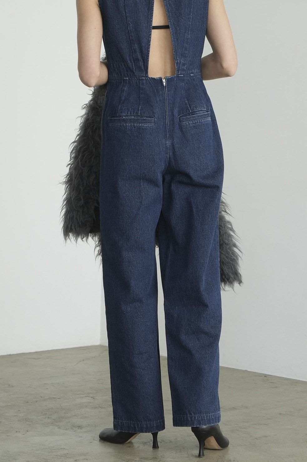 CLANE - バック オープン デニム オールインワン - BACK OPEN DENIM