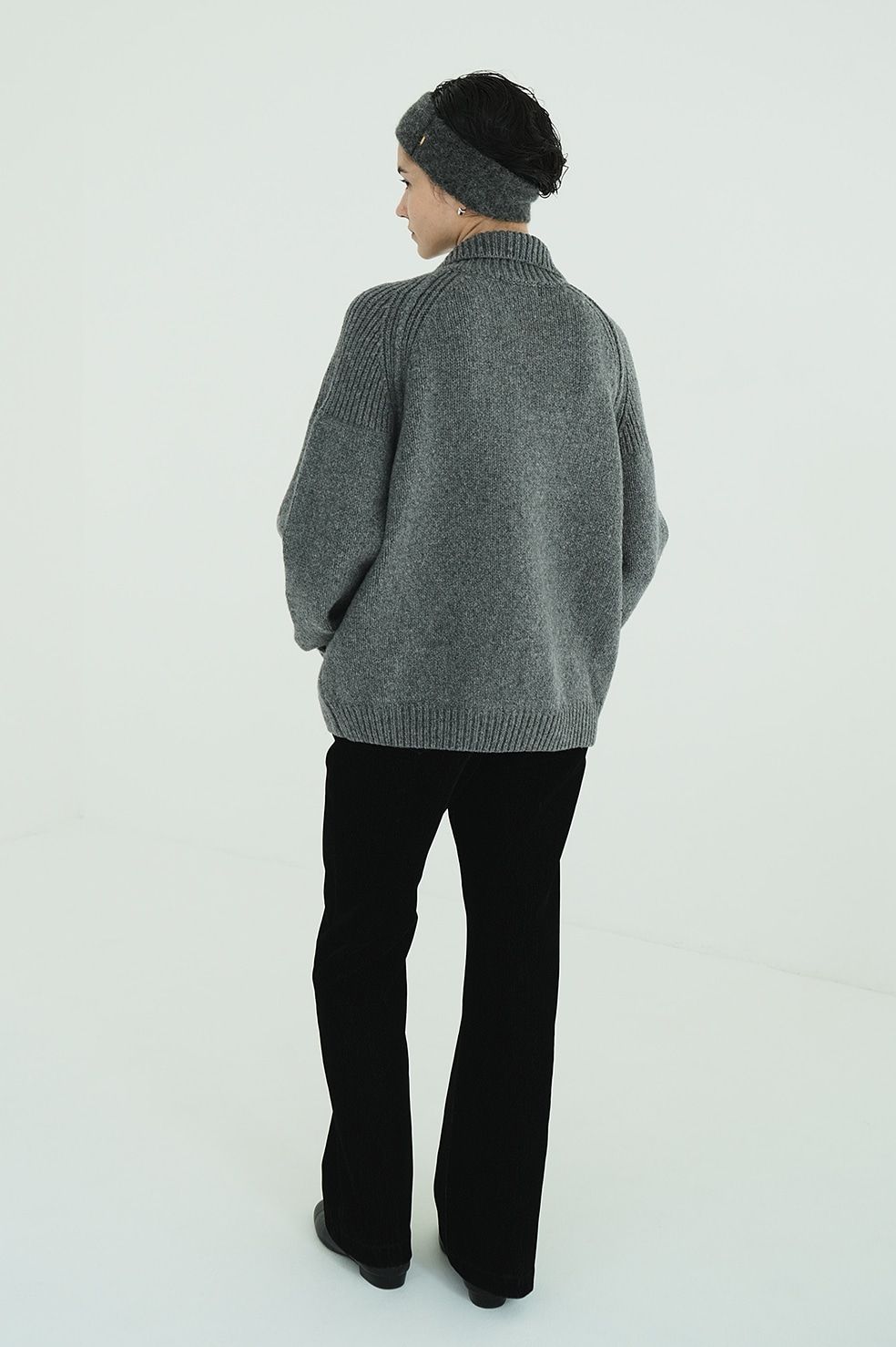 CLANE - ポケット ジップ ニット｜ POCKET ZIP KNIT TOPS (GREY