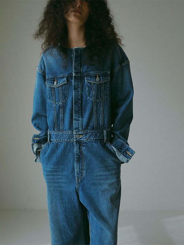ETRE TOKYO - カットオフネックデニムオールインワン - BLUE | ADDICT
