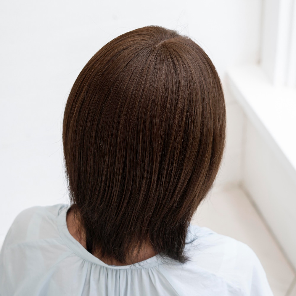 部分ウィッグ】総手植え ( 人毛ミックス ) ナチュラル ［モカブラウン