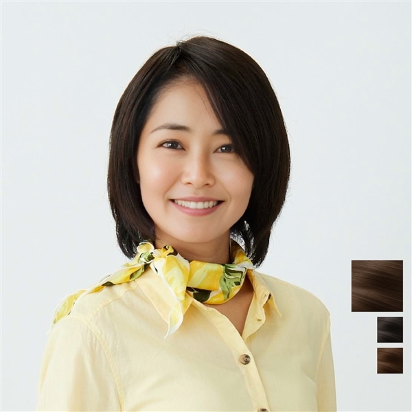 部分ウィッグ】総手植え(人毛ミックス)ナチュラル［ナチュラルブラック