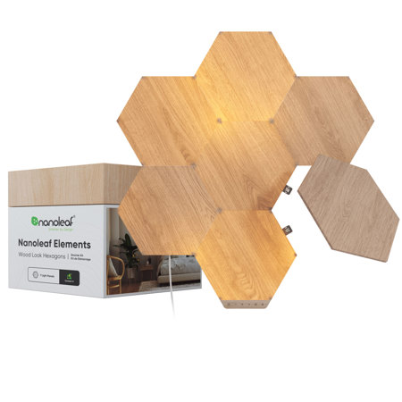 Nanoleaf Elements Wood Look Hexagons Smarter Kit with 7x Light