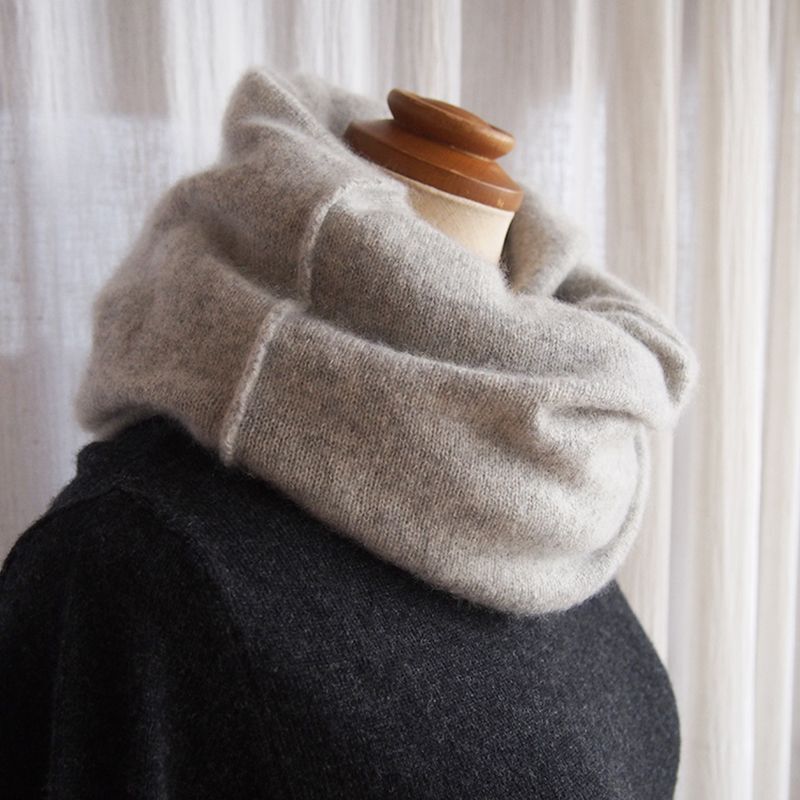 カシミヤ ネックウォーマー［スヌード］白 - ai,