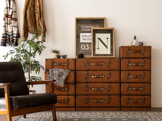 ヴィンテージトランクチェスト CHESTER(チェスター)4段ワイドタイプ