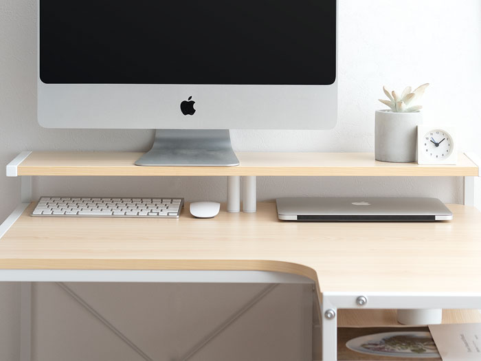 90cm幅タイプ] コンパクトL字デスク merrily(メラリー) ディスプレイ棚