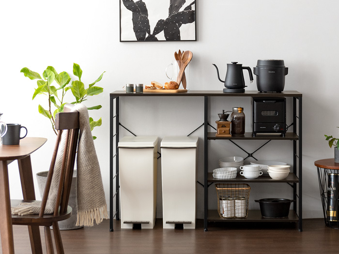 ゴミ箱収納キッチンカウンター emery(エメリー) 120cm幅 背板なし