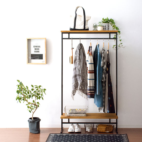 ヴィンテージウッドハンガーラック Lewis〔ルイス〕60cm幅スリムタイプ