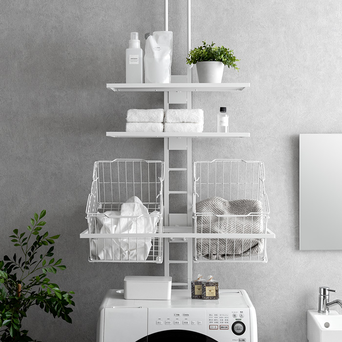 突っ張り式ランドリーラック Leith(レイス)カゴ付きタイプ | 家具