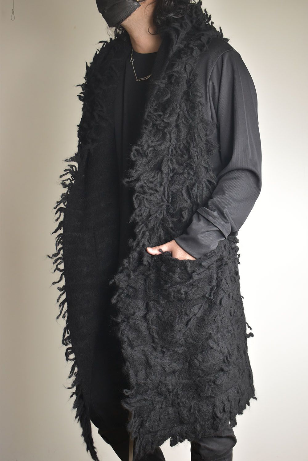 nude:masahiko maruyama - 5GG Long Pile Knit Hoodie Stole