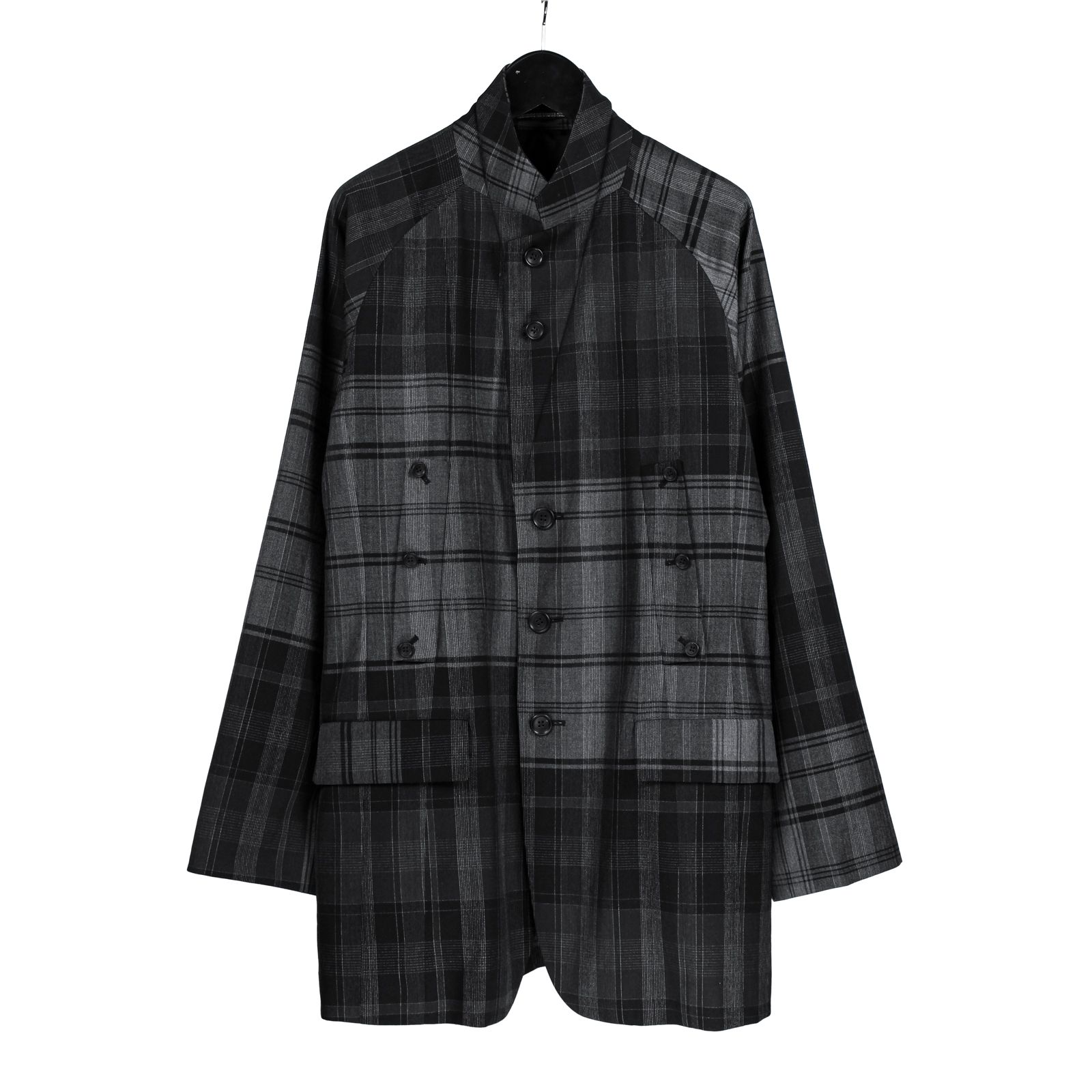 yohji yamamoto - pour homme | 桝チェック箱PJK / ラグランスリーブ