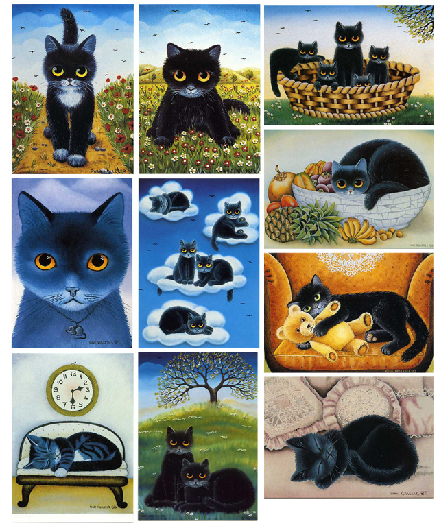 Anna Hollererのポストカード10枚セット「黒猫セット」