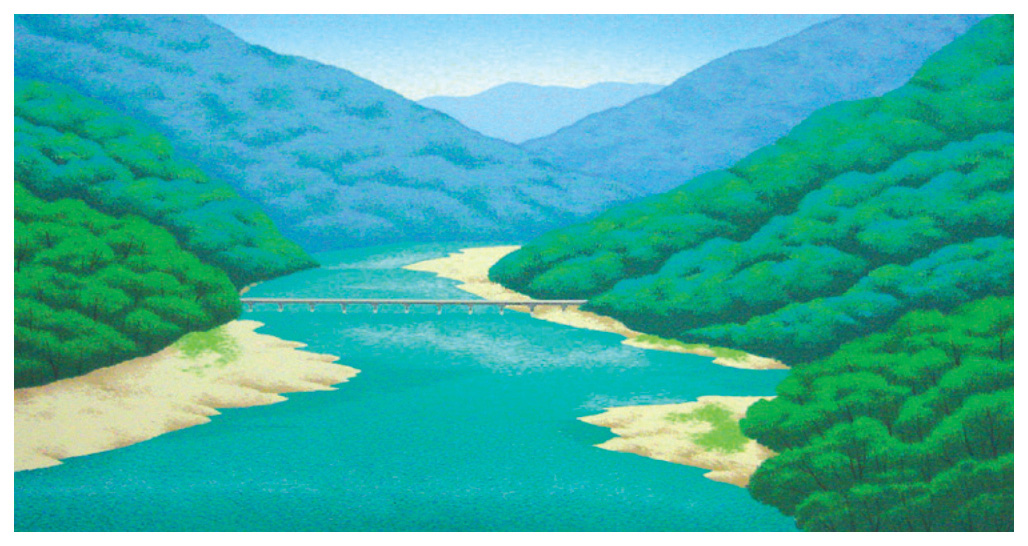 国武久巳 絵画(版画/シルクスクリーン) 四万ナ川 3716|アート