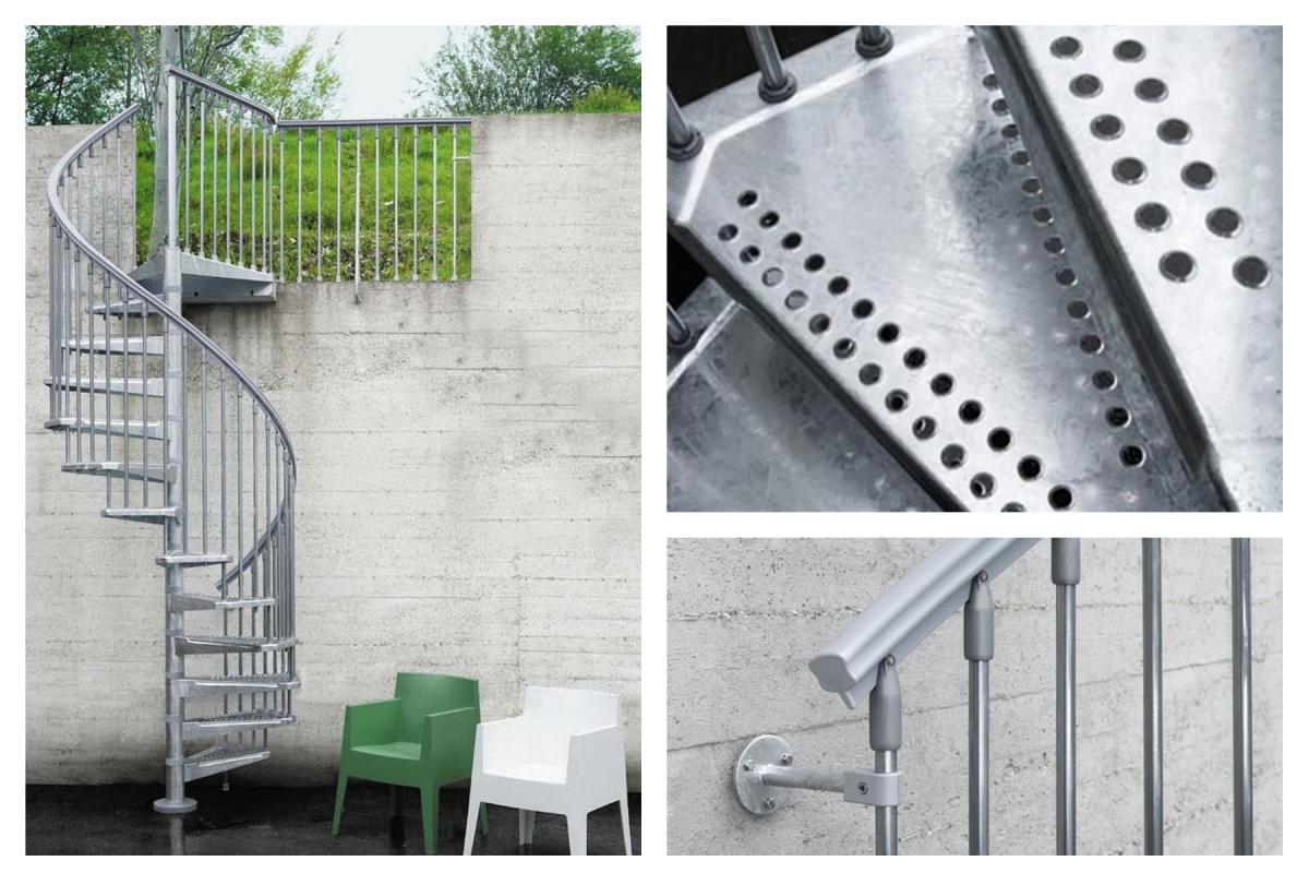 スチールジンク 屋外階段（外部用らせん階段） | arke らせん階段や