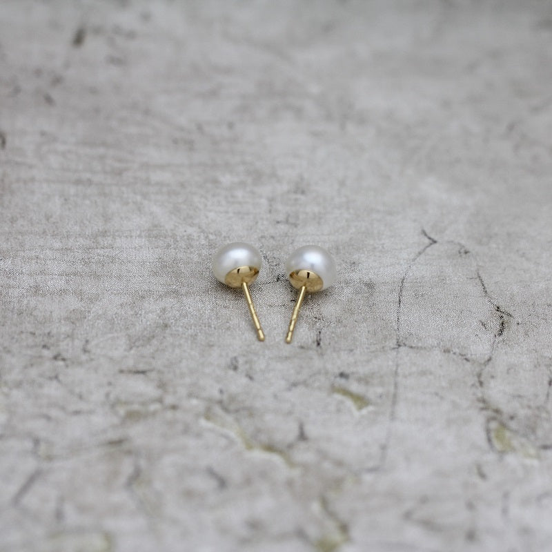 M0923-1)K18PG,YG南洋白蝶ケシパールピアス 宝石 ぶら下がり M0923-1