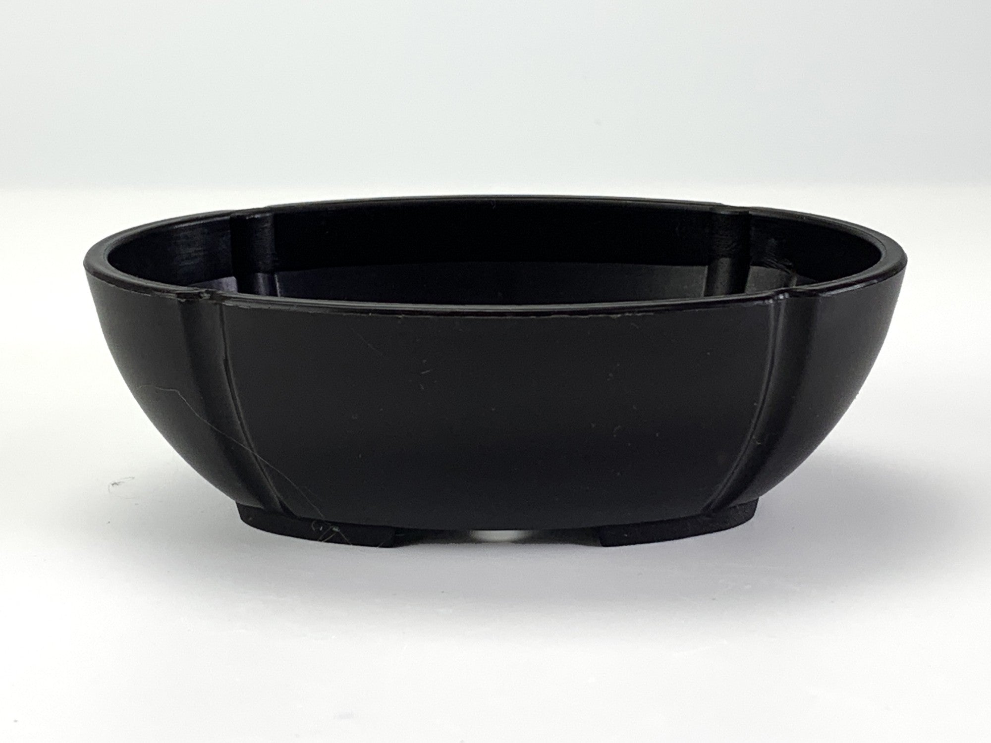 プラ鉢 4号 小判型浅鉢 こげ茶 幅12.4cm×奥行9cm×高さ4cm の販売｜盆栽