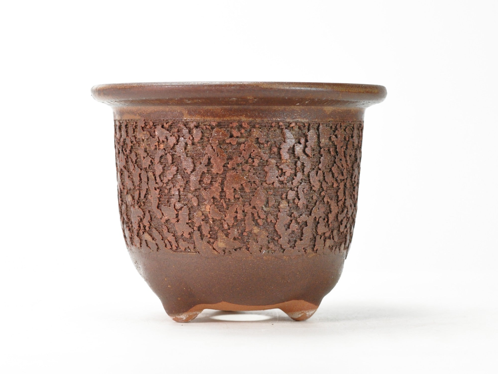 信楽焼 イラボ松皮観音竹鉢 5号 幅16cm×高さ12.5cmの販売｜盆栽妙