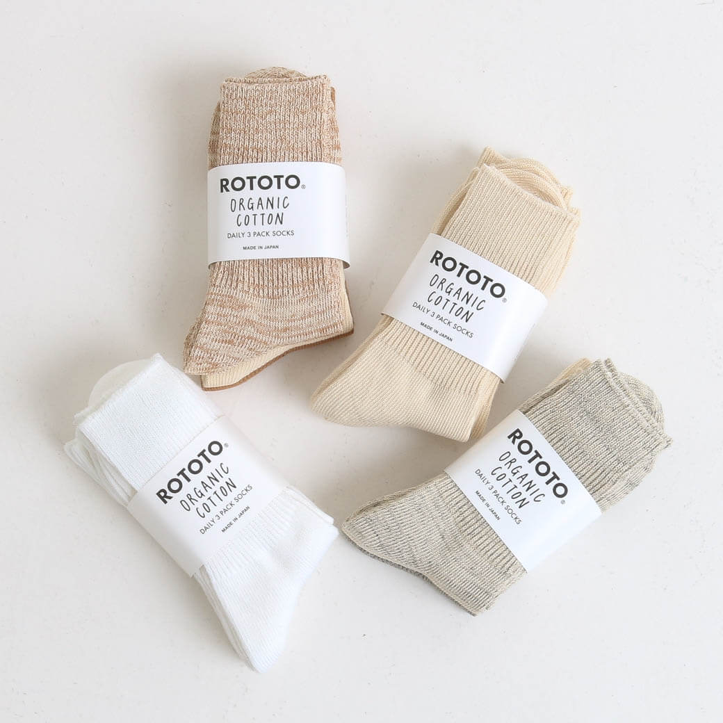 ROTOTO ロトト オーガニック デイリー 3パック リブクルーソックス