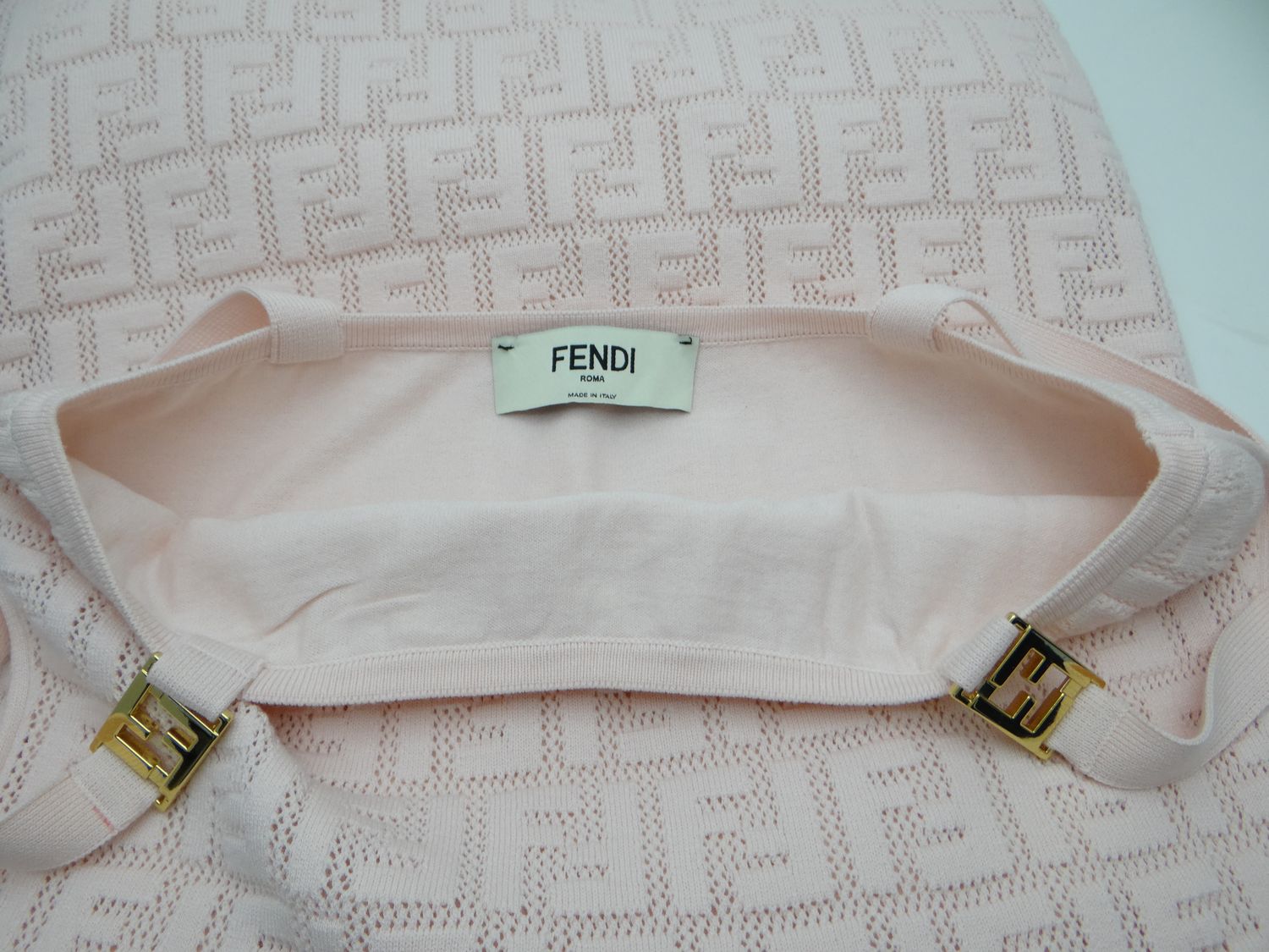 FENDI フェンディ FZDA17 ズッカ柄 FF ニット ワンピース ピンク #38