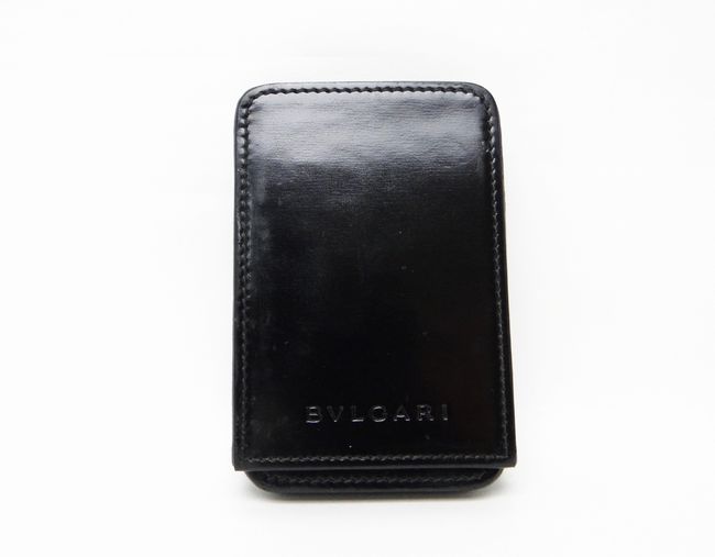 BVLGARI ブルガリ レザー スライド式 カードケース 名刺入れ ブラック