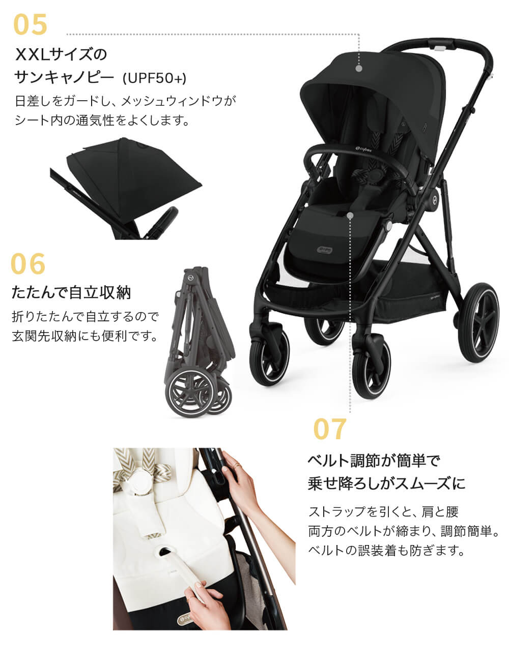2人乗りセット】cybex ガゼルS+シートユニットセット / ムーンブラック