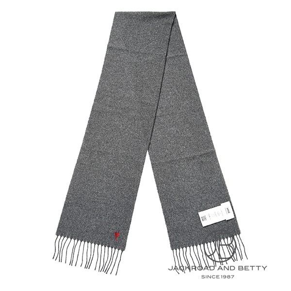 ウール フリンジ クラシック スカーフ[BFUSF405.334.061] Red Ami de