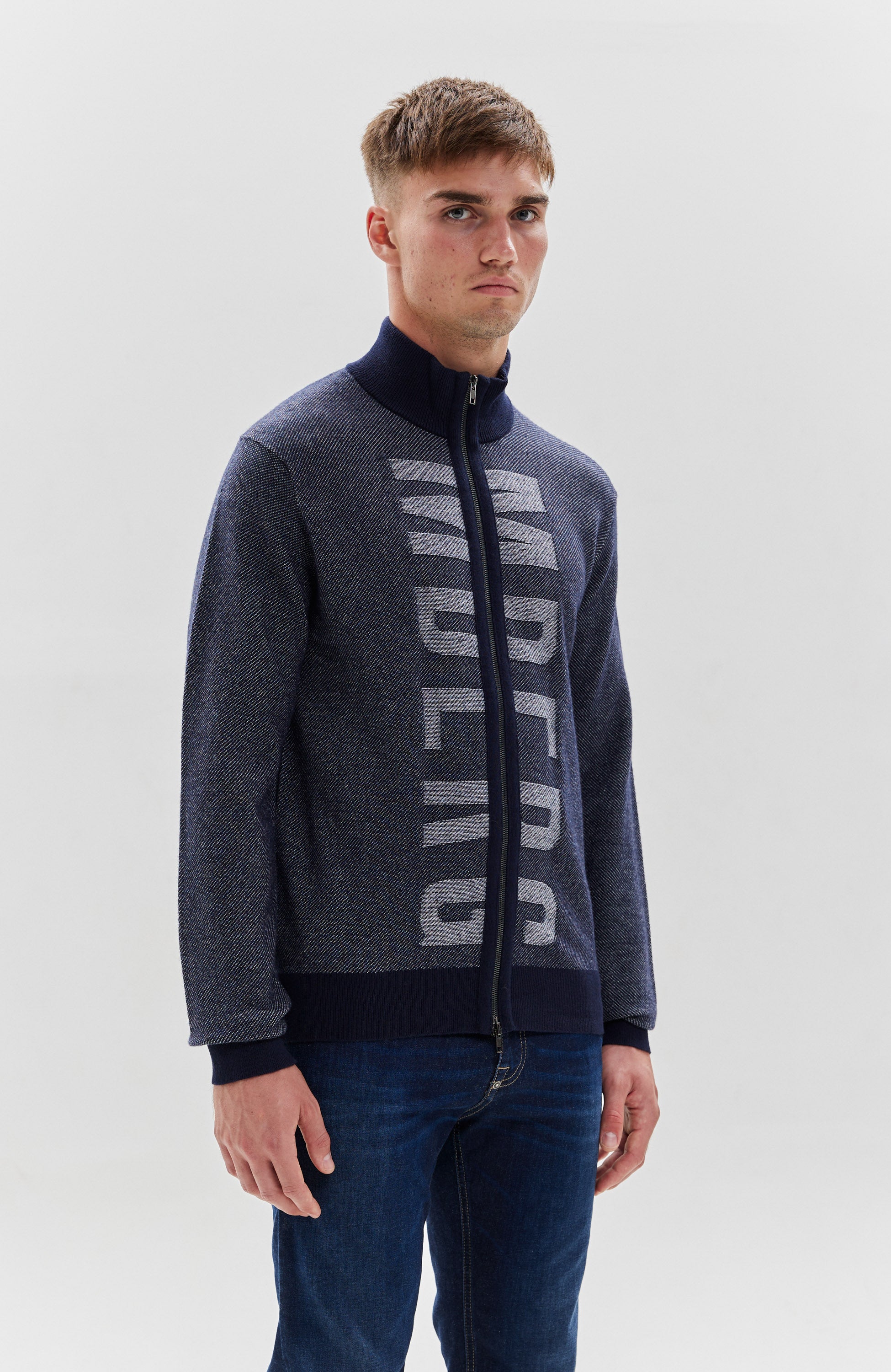 Zipped Cardigan Mens with Logo DIRK BIKKEMBERGS