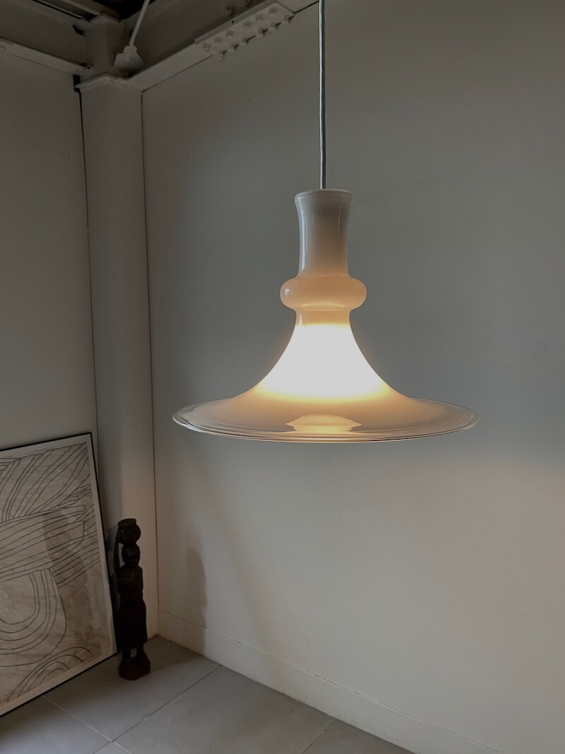 Bellbet | White Glass Pendant Lamp “Etude” by Michael Bang for