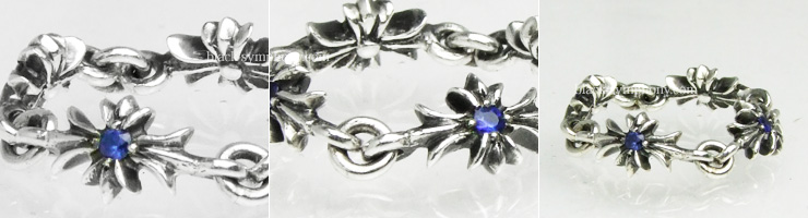 クロムハーツタイニーECHプラスリングwithブルーサファイア|クロム