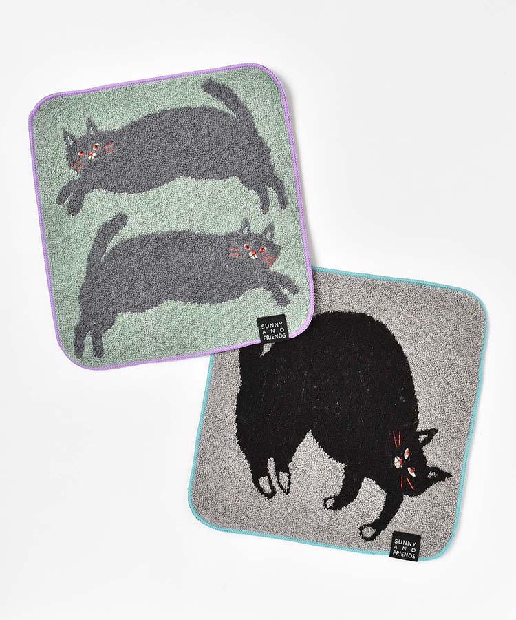 キャットパイルジャガードハンカチ | Bleu Bleuet（ブルーブルーエ