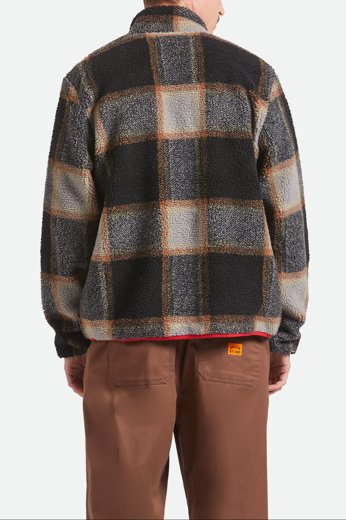 Men's Buffalo Plaid Sherpa Full Zip Jacket in Black/Cream – Brixton