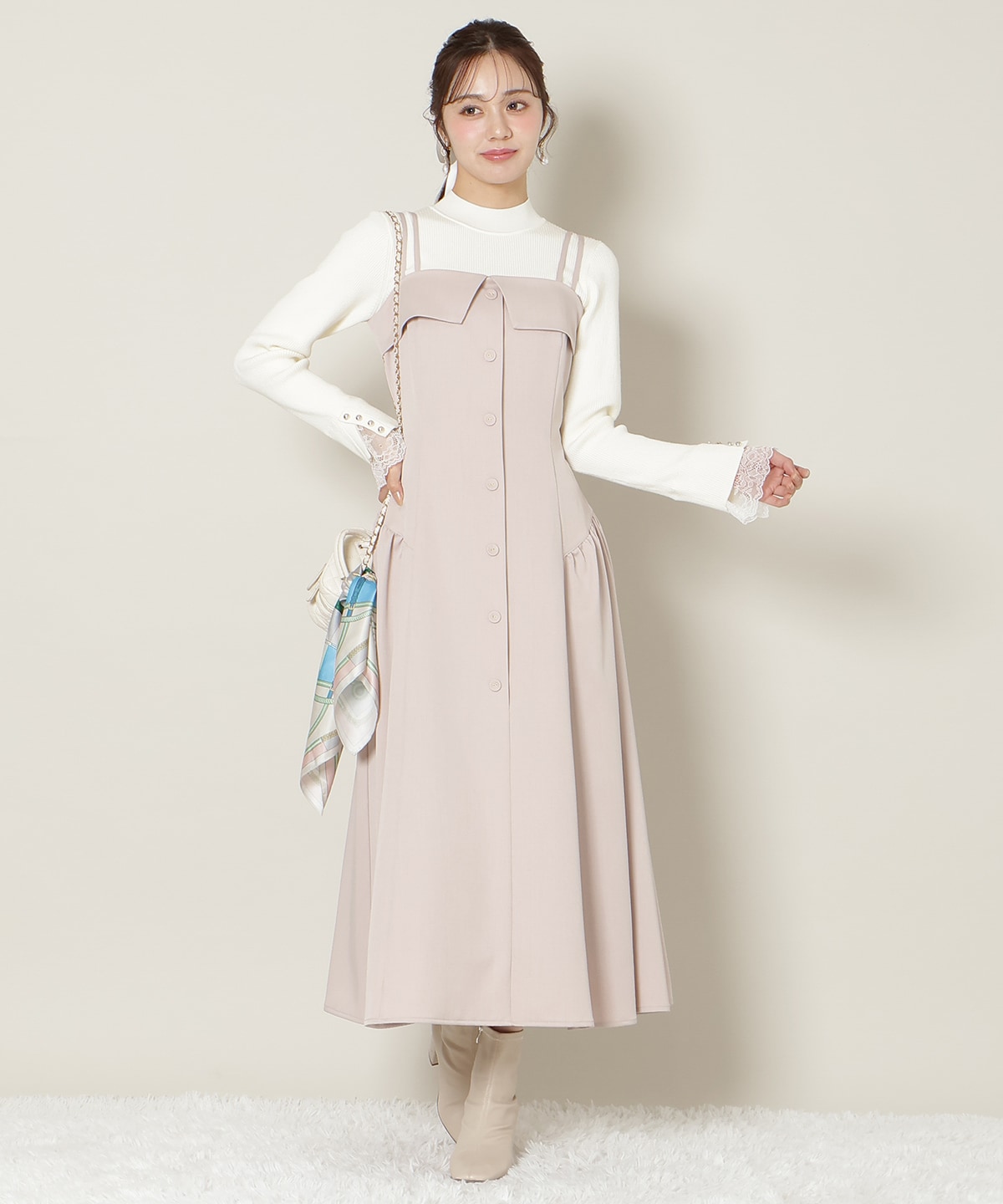 ギャザー切替ストラップキャミワンピース(F ピンク): WILLSELECTION