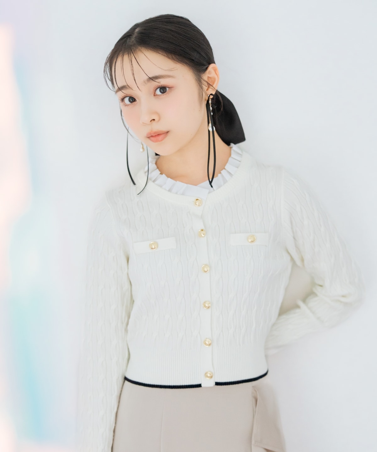 フリルレイヤードケーブルニット(F ホワイト): WILLSELECTION｜公式