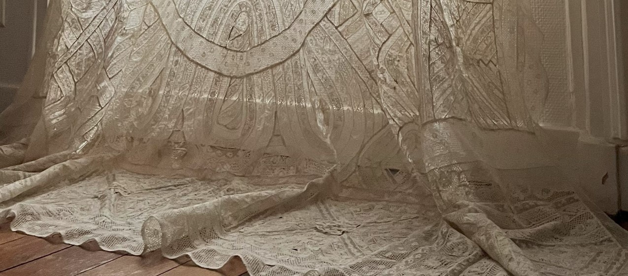 L1154 フランスアンティーク刺繍 手刺繍クロスステッチサンプラー