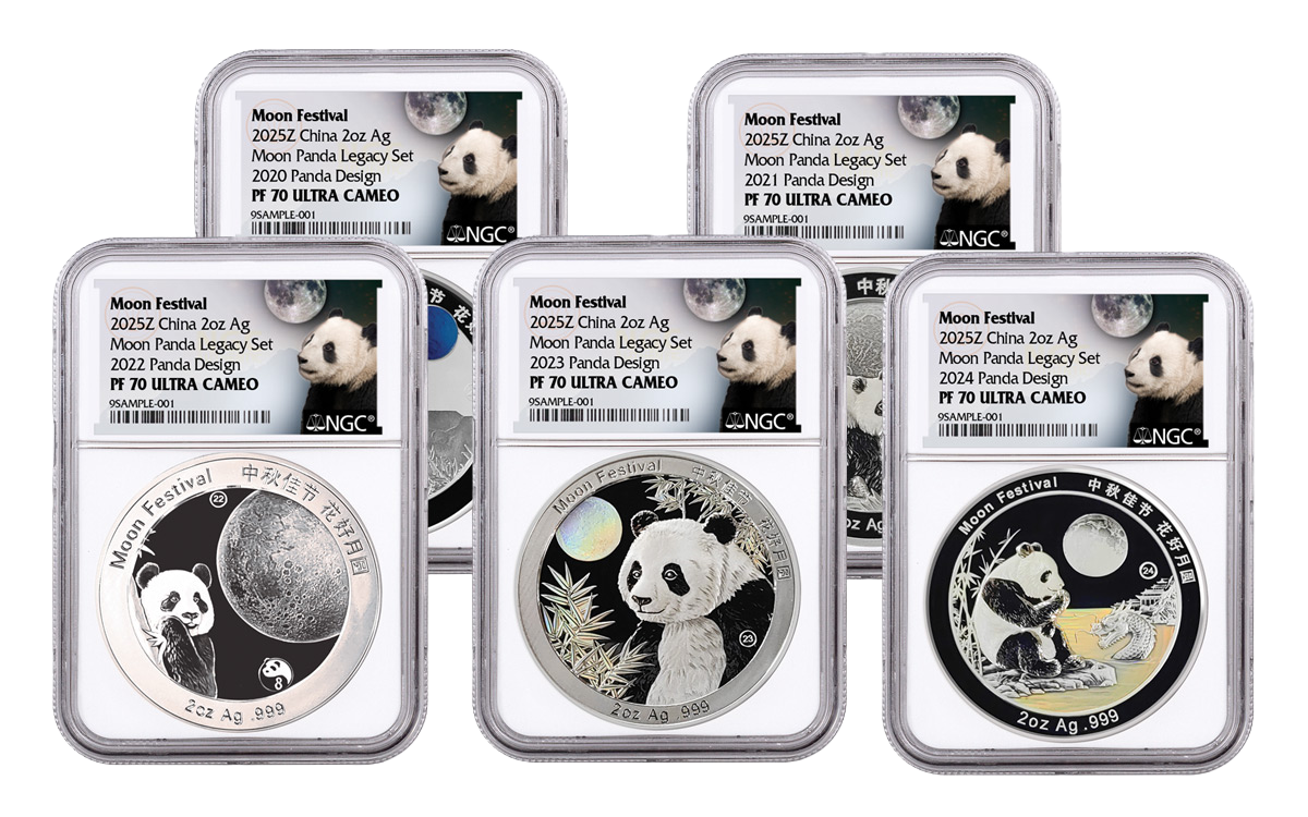 2023 China Panda 40th Anniversary Silver Set w/2-oz Bar & 30-gm