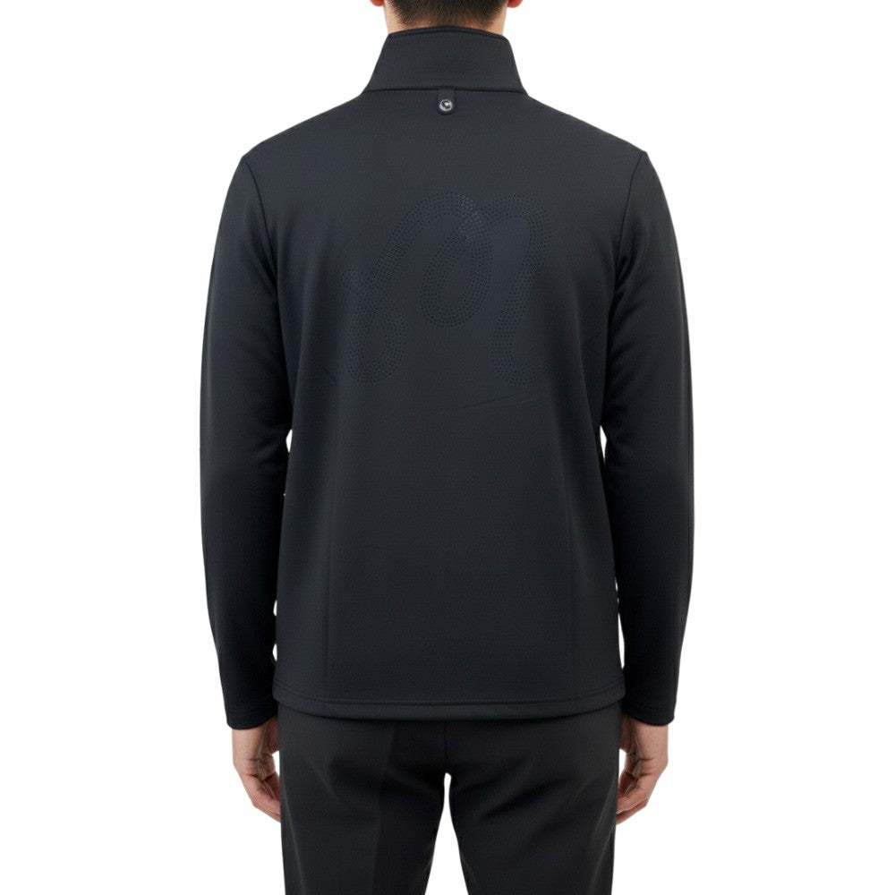 Malbon Evergreen Perforated Quarter Zip Golf Pullover Black - FW25