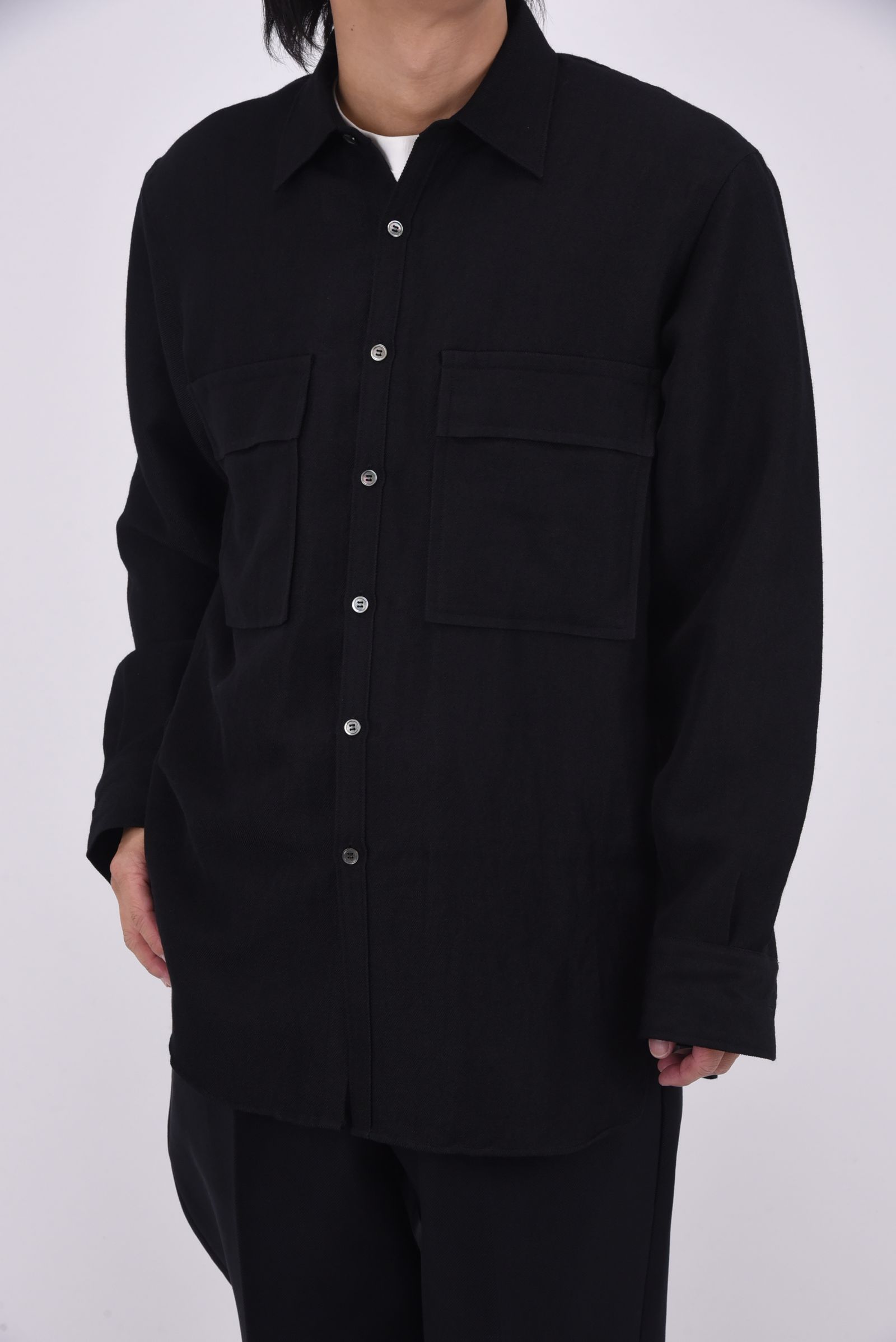 colon - WL TUMBLER / ウールリネン ダブルポケットシャツ (ブラック