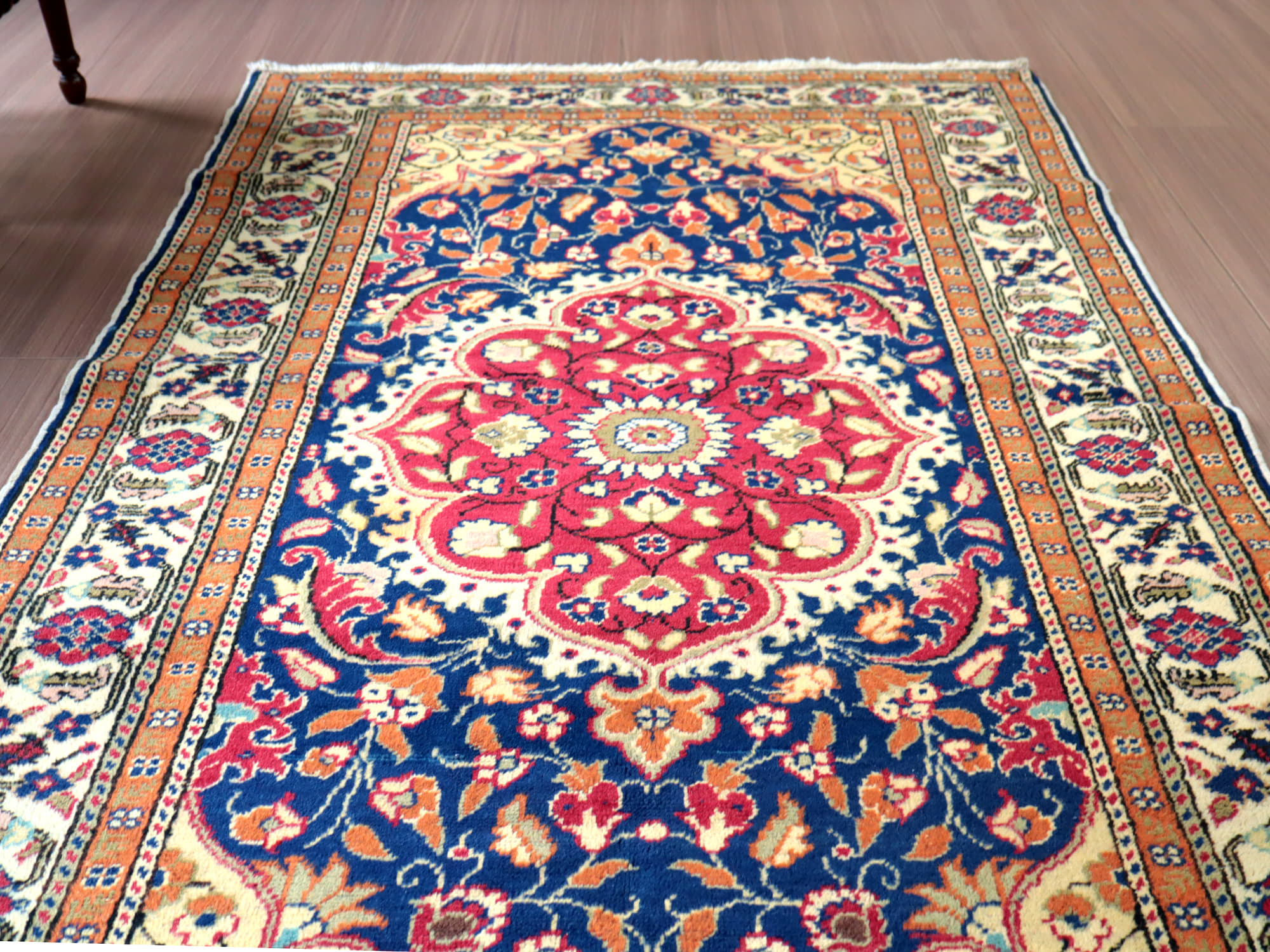 108×210 メダリオン やわらかピンク×ベージュ トルコヴィンテージラグ