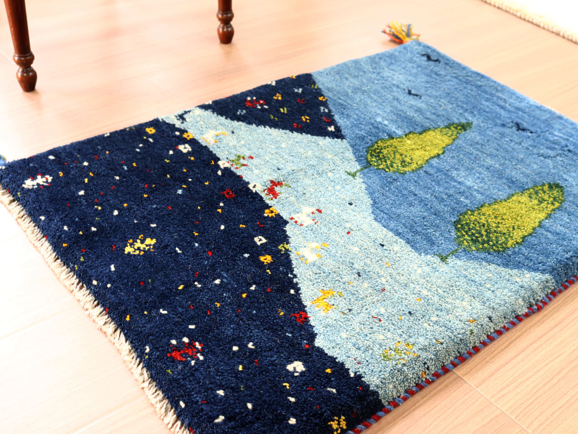 ギャッベ シラーズ産 手織り ウール ラグ 40×50cm 生命の樹 ギャッベ