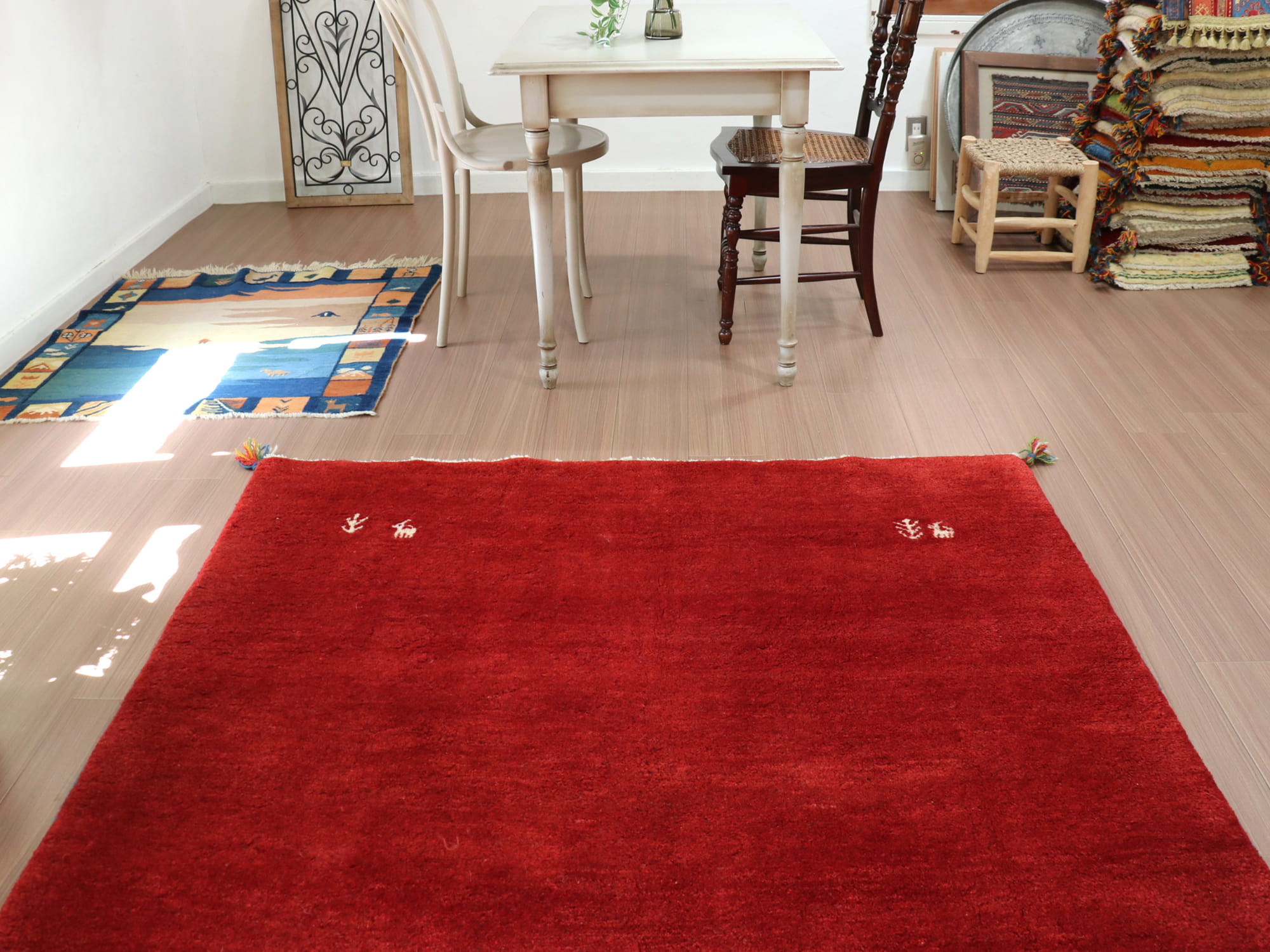 693 ヴィンテージ イラン製 ギャッベ ランナー 細長 動物模様 百貨店