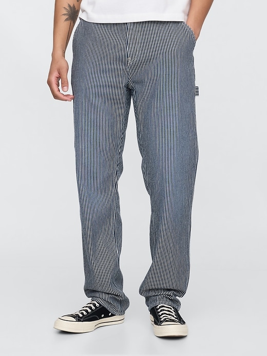 UltraSoft Denim Stripe Straight Carpenter Jeans | Gap