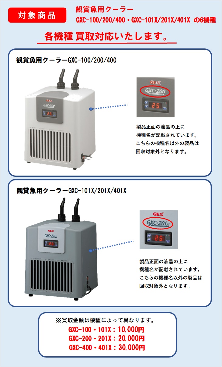 ジェックス製 観賞魚用クーラー GXCシリーズ 対象商品についてのお詫び