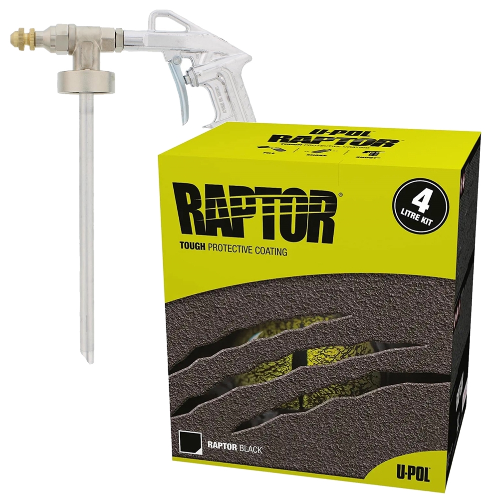 U-Pol Raptor Black Bed Liner 4 Liter Kit W/ Gun - UP0820G