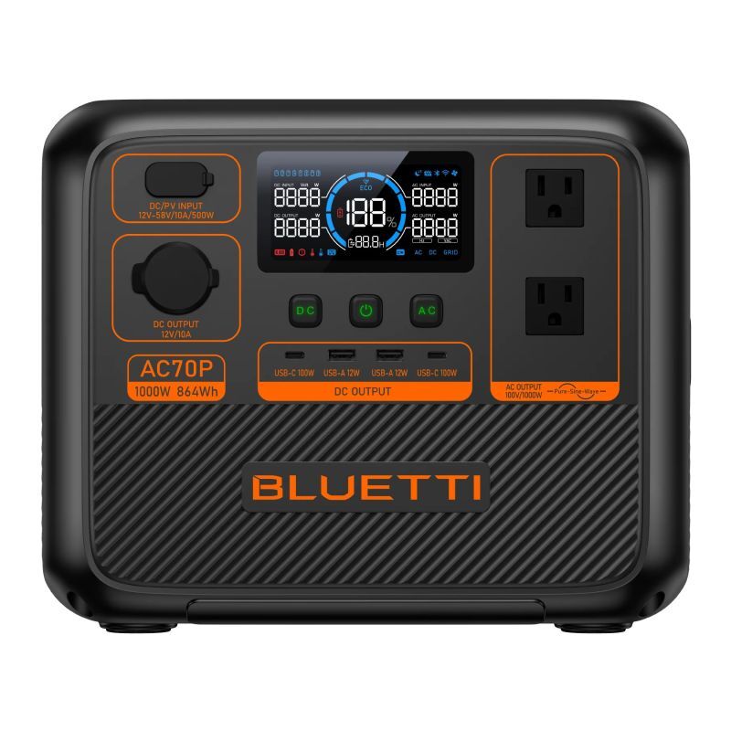BLUETTI AC70P 864Wh/1000W ポータブル電源 ブルーティー リン酸鉄