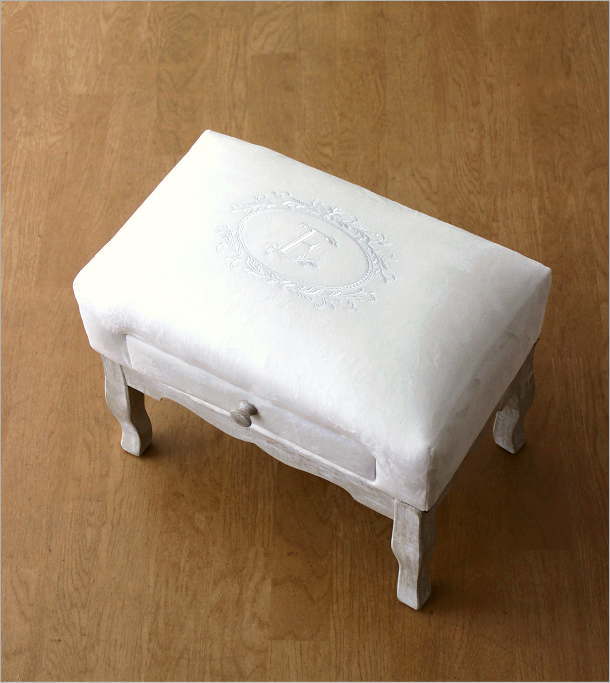 スツール アンティーク おしゃれ 椅子 布 クッション 木製 かわいい