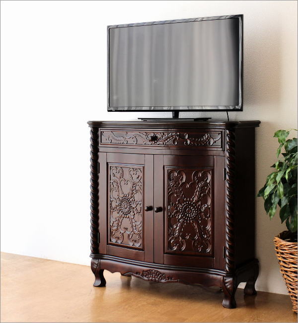 アンティーク 家具 サイドボード 収納家具 電話台 FAX台 猫脚 完成品