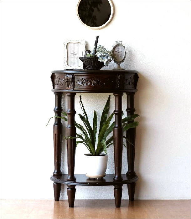 アンティーク 家具 コンソールテーブル 電話台 玄関 花台 完成品
