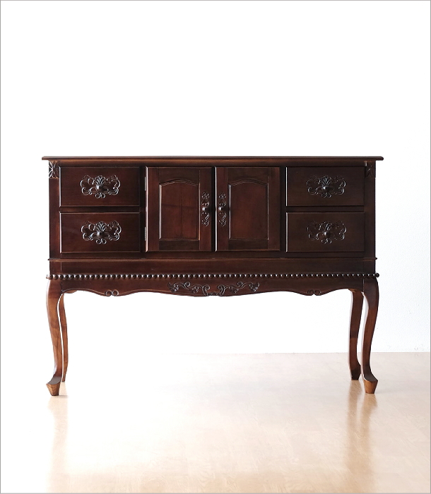 キャビネット アンティーク 脚付き 猫脚 完成品 木製 おしゃれ