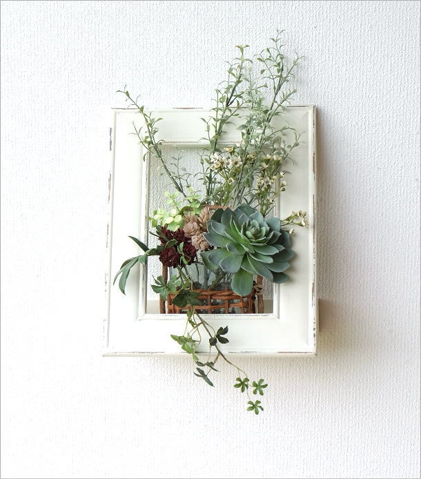 花台 おしゃれ 木製 額縁 壁掛け フレーム かわいい アンティーク