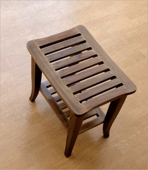 スツール おしゃれ 一人掛け 一人用 天然木 無垢材 下棚付き