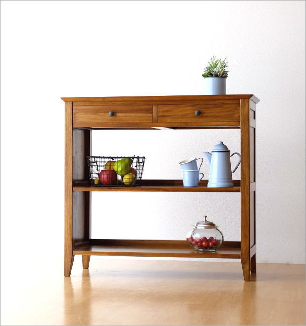 キッチンシェルフ チーク 無垢材 コンソールテーブル キッチン